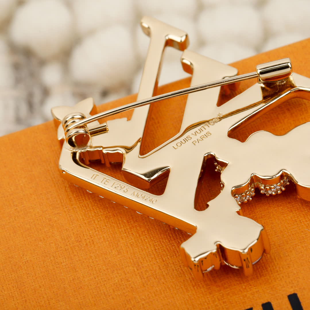 Louis Vuitton Crystal 'LV' Brooch
